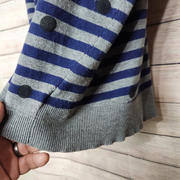 Lane Bryant Sweater Pullover Long Sleeve Polka Dots Striped Gray Blue Size 18/20 - Picture 6 of 12